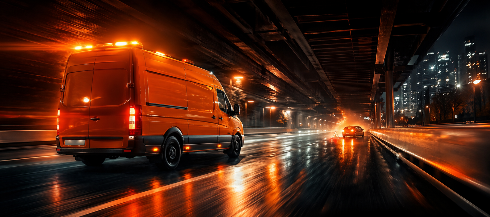 Roadside repair response under an overpass